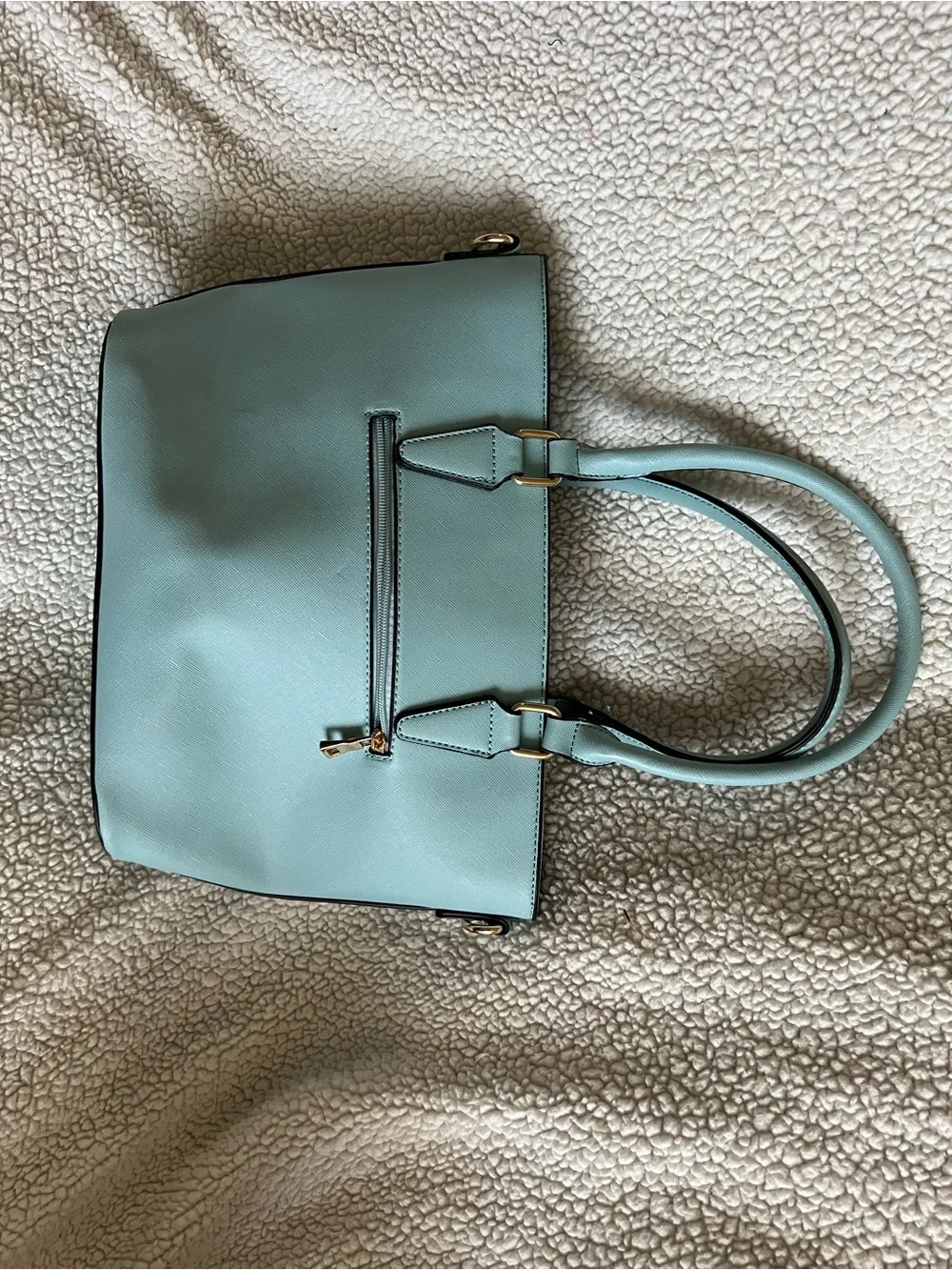 Structured Mint Tote with Front Zip Pocket